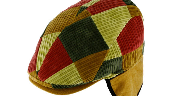 Flatcap Cord Patchwork mit Ohrenklappen – hochwertige Kopfbedeckung von Fiebig bei Hut Factory Schweiz