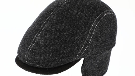 Flatcap Wollmix melange mit Ohrenklappen