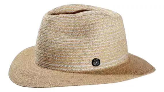 Fedora City Leinen-Raffia Natur/Weiss aus 80% Raffia und 20% Leinen