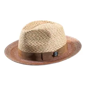 Sommerhut Fedora aus Stroh und Viskose in Bronze mit Risa Knopf|