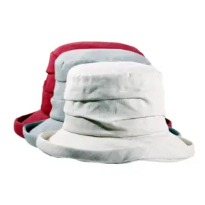 Bordeaux und Mittelgrau.|Damen Sommerhut aus 100 % Leinen in Mittelgrau.|Damen Sommerhut aus 100 % Leinen in Bordeaux.|Damen Sommerhut aus 100 % Leinen in Hellbeige.