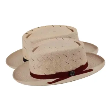 Panamahut Boater mit Lochmuster und farbigem Rebsband|Panamahut Boater mit Lochmuster und farbigem Rebsband|Panamahut Boater mit Lochmuster und farbigem Rebsband|||