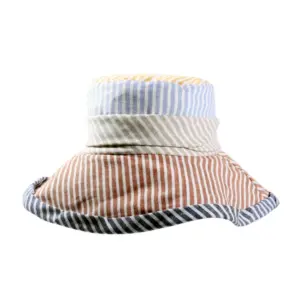 Sommer Damenhut breite Krempe gestreift Multicolor|
