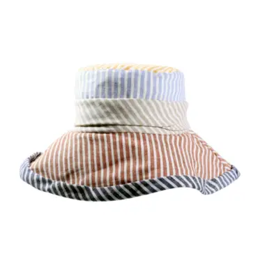 Sommer Damenhut breite Krempe gestreift Multicolor|