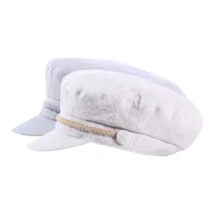 Camaret-Mütze aus gestreiftem Leinen in Camel oder Jeans|Camaret-Mütze aus gestreiftem Leinen in Camel oder Jeans|Camaret-Mütze aus gestreiftem Leinen in Camel oder Jeans|||