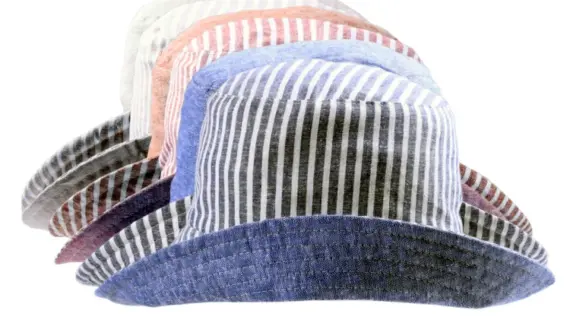 Rot oder Jeansblau|Reversibler Sommerhut aus Leinen in Beige