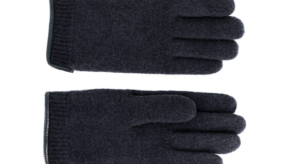 Handschuhe gewalkte Wolle uni Lederkante