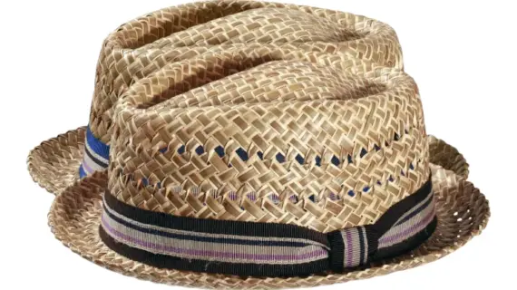 Pork Pie Strohhut natur mit gestreiftem Band in Braun oder Blau|Pork Pie Strohhut natur mit gestreiftem Band in Blau|Pork Pie Strohhut natur mit gestreiftem Band in Braun|||