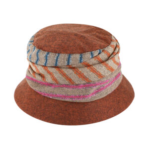 Fischerhut melange gestreifte Raffung – hochwertige Kopfbedeckung von Fiebig bei Hut Factory Schweiz