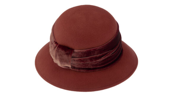 Wollfilzhut Glocke zweifarbig gerafftes Samtband – hochwertige Kopfbedeckung von Fiebig bei Hut Factory Schweiz