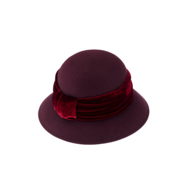 Wollfilzhut Glocke zweifarbig gerafftes Samtband – hochwertige Kopfbedeckung von Fiebig bei Hut Factory Schweiz|Wollfilzhut Glocke zweifarbig gerafftes Samtband – hochwertige Kopfbedeckung von Fiebig bei Hut Factory Schweiz