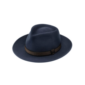 Wollfilzhut Fedora uni mit Zickzackband – hochwertige Kopfbedeckung von Fiebig bei Hut Factory Schweiz