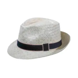 Fedora Strohhut aus Naturstroh mit schwarzem Rebsband
