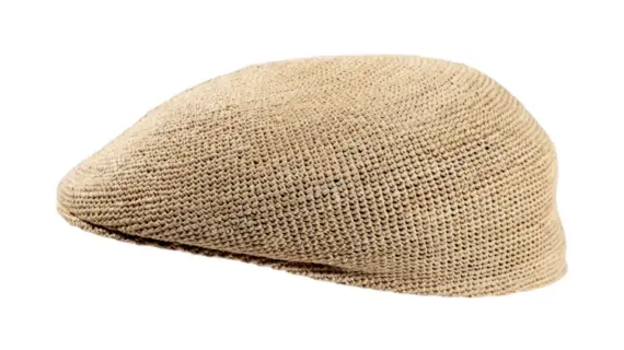 Schiebermütze Coppola Raffia gehäkelt in Natur – Handgefertigt in Italien.