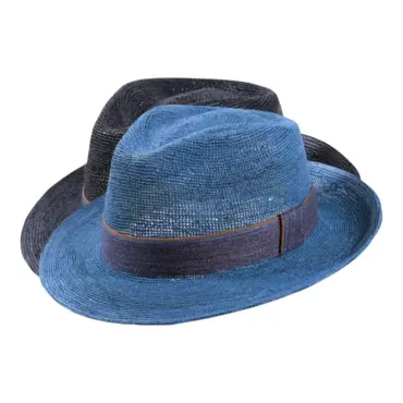 Sommerhut Fedora Raffia gehäkelt Schwarz Petrol Jeansband|Sommerhut Fedora Raffia gehäkelt Schwarz Petrol Jeansband|Sommerhut Fedora Raffia gehäkelt Schwarz Petrol Jeansband|||