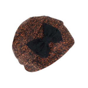 Stoffmütze Wolle melange Schleife seitlich – hochwertige Kopfbedeckung von Fiebig bei Hut Factory Schweiz