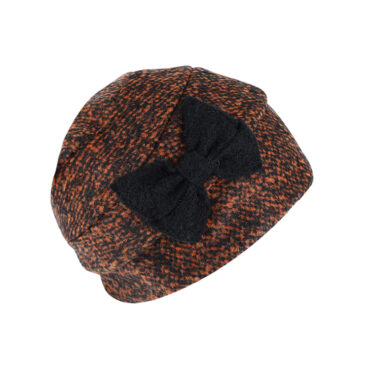 Stoffmütze Wolle melange Schleife seitlich – hochwertige Kopfbedeckung von Fiebig bei Hut Factory Schweiz