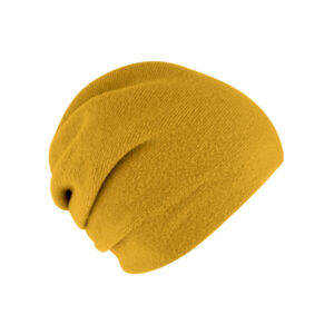 Strickmütze Beanie Wolle uni zweilagig mit Raffung