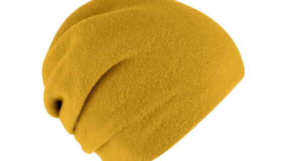 Strickmütze Beanie Wolle uni zweilagig mit Raffung