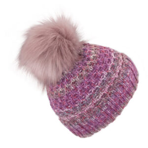 Strickmütze mit Kunstfellbommel und Umschlag melange – hochwertige Kopfbedeckung von Fiebig bei Hut Factory Schweiz