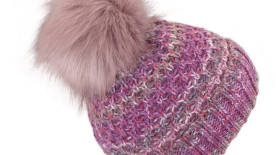 Strickmütze mit Kunstfellbommel und Umschlag melange – hochwertige Kopfbedeckung von Fiebig bei Hut Factory Schweiz