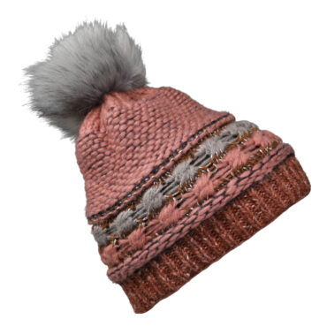 Strickmütze mit Kunstfellbommel gemustert – hochwertige Kopfbedeckung von Fiebig bei Hut Factory Schweiz