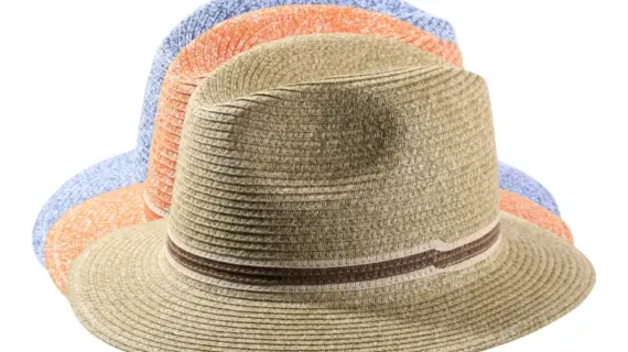 Orange- und Senf-Melange|Sommerhut Fedora Color aus Cellulose in Jeans-