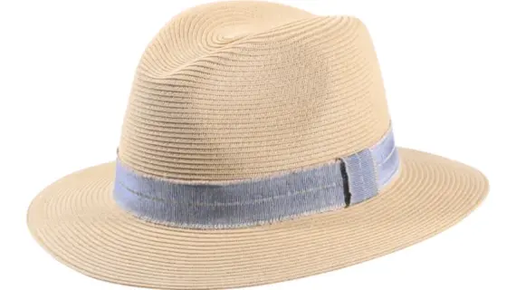 Sommerhut Fedora Viscose Fino in Mittelbeige mit Jeanshutband|