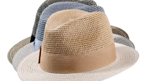 Beige und Blau mit Rebsband|Sommerhut Fedora Viskose in Schwarz