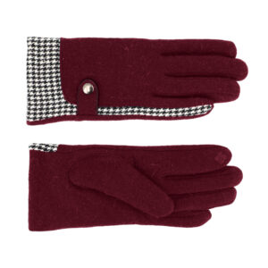 Handschuhe Wolle Hahnentritt uni mit Druckknopf – hochwertige Kopfbedeckung von Fiebig bei Hut Factory Schweiz