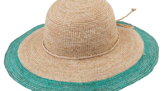 Strohhut Glocke Raffia Crochet mit farblich abgesetztem Rand