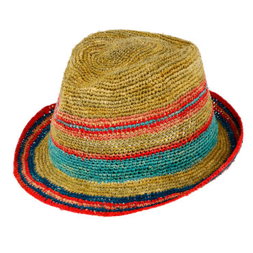 Strohhut Trilby Raffia bunte Streifen – hochwertige Kopfbedeckung von Fiebig bei Hut Factory Schweiz