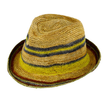 Strohhut Trilby Raffia bunte Streifen – hochwertige Kopfbedeckung von Fiebig bei Hut Factory Schweiz|Strohhut Trilby Raffia bunte Streifen – hochwertige Kopfbedeckung von Fiebig bei Hut Factory Schweiz