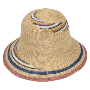 Strohhut Glocke Raffiastroh mit bunten Streifen – hochwertige Kopfbedeckung von Fiebig bei Hut Factory Schweiz