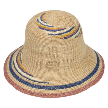 Strohhut Glocke Raffiastroh mit bunten Streifen – hochwertige Kopfbedeckung von Fiebig bei Hut Factory Schweiz