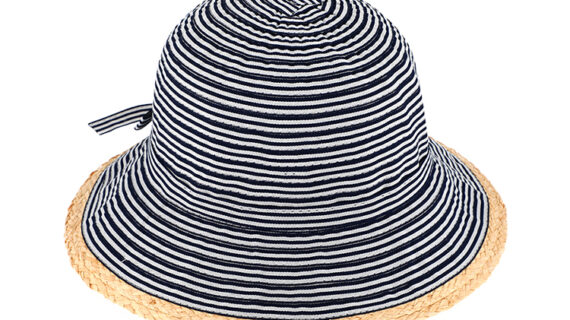 Stoffhut Glocke gestreift mit Schleife und Stroheinfass – hochwertige Kopfbedeckung von Fiebig bei Hut Factory Schweiz