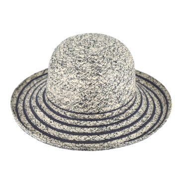 Papierhut Glocke melange mit Aufschlag gestreifte Krempe – hochwertige Kopfbedeckung von Fiebig bei Hut Factory Schweiz