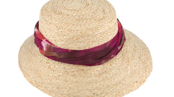 Strohhut Schute Raffia mit Chiffonband – hochwertige Kopfbedeckung von Fiebig bei Hut Factory Schweiz