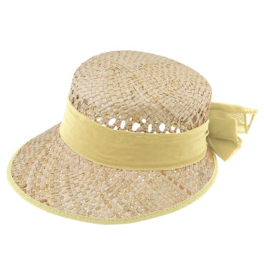Strohhut Schute mit gleichfarbigem Chiffonband und Einfass – hochwertige Kopfbedeckung von Fiebig bei Hut Factory Schweiz