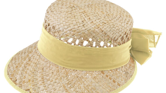 Strohhut Schute mit gleichfarbigem Chiffonband und Einfass – hochwertige Kopfbedeckung von Fiebig bei Hut Factory Schweiz