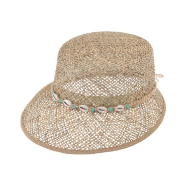 Strohhut Schute Seegras mit Muschelband – hochwertige Kopfbedeckung von Fiebig bei Hut Factory Schweiz