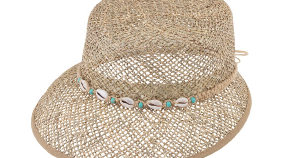 Strohhut Schute Seegras mit Muschelband – hochwertige Kopfbedeckung von Fiebig bei Hut Factory Schweiz