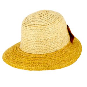 Strohhut Schute natur farbige Krempe und Schleife – hochwertige Kopfbedeckung von Fiebig bei Hut Factory Schweiz