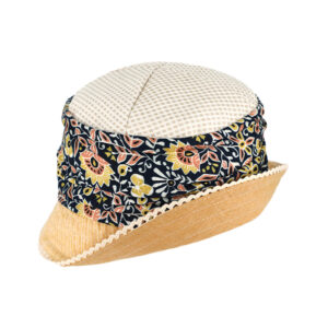 Stoffhut gerafft Blumenmuster Spitzenborte – hochwertige Kopfbedeckung von Fiebig bei Hut Factory Schweiz