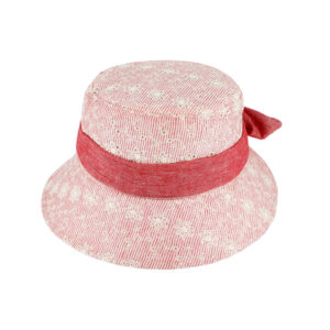 Stoffhut Leinen Blumenstickerei Schleifengarnitur – hochwertige Kopfbedeckung von Fiebig bei Hut Factory Schweiz