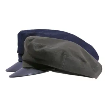 Camaret Cap aus Baumwolle mit Kunstlederschirm in Navy und Olive|Camaret Cap aus Baumwolle mit Kunstlederschirm in Navy und Olive|Camaret Cap aus Baumwolle mit Kunstlederschirm in Navy und Olive|||