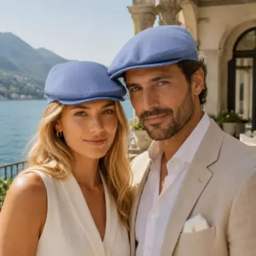 Schiebermütze Clay in Cielblau aus 100% Wolle mit strukturierter Stoffoberfläche und klassischer Flatcap-Form