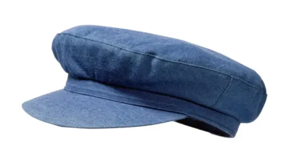 Camaret Mütze Jeans – blaue Baumwollmütze im Matrosenstil mit Schild