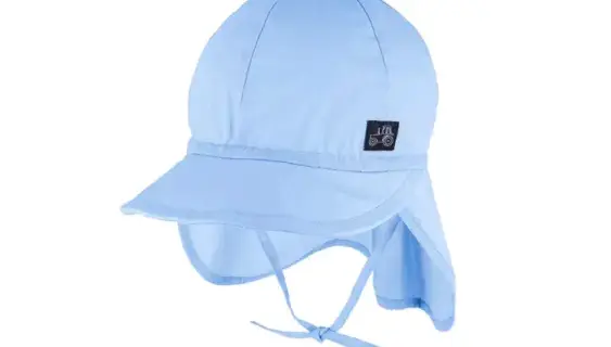 Stoffkappe uni mit Nackenschutz und Band UV-Schutz GOTS