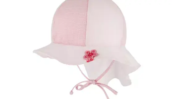 Kinderhut 6-Panel kariert mit Nackenschutz und Band